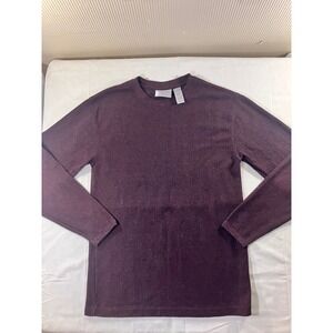 Farah Mens Burgundy Ribbed Crew Neck Long Sleeve Pullover Shirt Size S